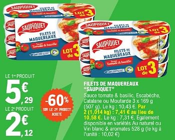 Promotions Filets de maquereaux saupiquet - Saupiquet - Valide de 23/04/2024 à 04/05/2024 chez E.Leclerc