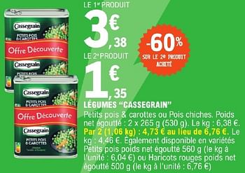 Promotions Légumes cassegrain - Cassegrain - Valide de 23/04/2024 à 04/05/2024 chez E.Leclerc