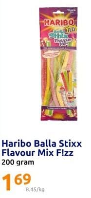 Promotions Haribo balla stixx flavour mix f!zz - Haribo - Valide de 24/04/2024 à 30/04/2024 chez Action