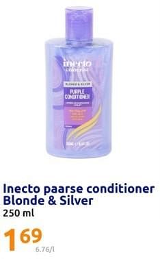 Promoties Inecto paarse conditioner blonde + silver - Inecto - Geldig van 24/04/2024 tot 30/04/2024 bij Action