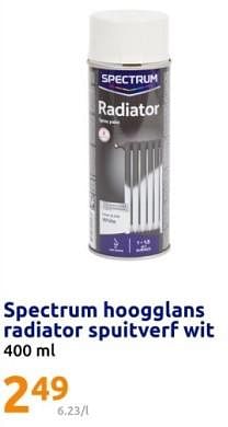 Promotions Spectrum hoogglans radiator spuitverf wit - SPECTRUM - Valide de 24/04/2024 à 30/04/2024 chez Action