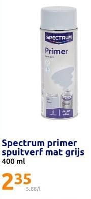 Promotions Spectrum primer spuitverf mat grijs - SPECTRUM - Valide de 24/04/2024 à 30/04/2024 chez Action