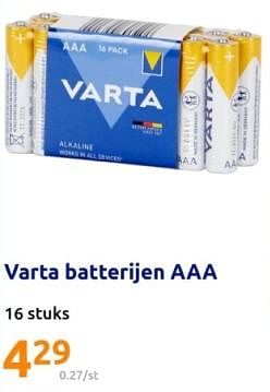 Promoties Varta batterijen aaa - Varta - Geldig van 24/04/2024 tot 30/04/2024 bij Action