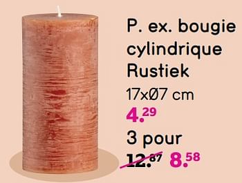 Promotions Bougie cylindrique rustiek - Produit maison - Leen Bakker - Valide de 22/04/2024 à 05/05/2024 chez Leen Bakker