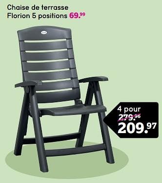 Promotions Chaise de terrasse florion 5 positions - Produit maison - Leen Bakker - Valide de 22/04/2024 à 05/05/2024 chez Leen Bakker