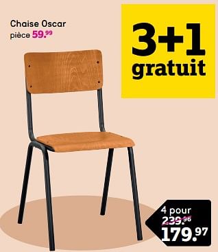Promotions Chaise oscar - Produit maison - Leen Bakker - Valide de 22/04/2024 à 05/05/2024 chez Leen Bakker
