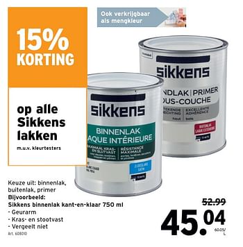 Promotions Sikkens binnenlak kant-en-klaar - Sikkens - Valide de 24/04/2024 à 30/04/2024 chez Gamma