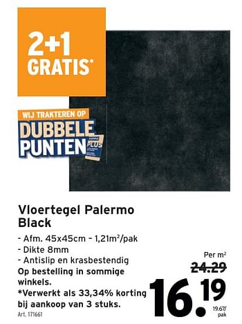 Promotions Vloertegel palermo black - Produit maison - Gamma - Valide de 24/04/2024 à 30/04/2024 chez Gamma