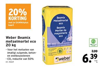 Promotions Weber beamix metselmortel eco - Weber - Valide de 24/04/2024 à 30/04/2024 chez Gamma