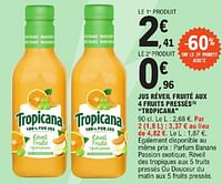 Promoties Jus réveil fruité aux 4 fruits pressés tropicana - Tropicana - Geldig van 23/04/2024 tot 04/05/2024 bij E.Leclerc