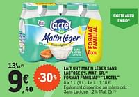 Lait uht matin léger sans lactose mat gr format familial lactel-Lactel