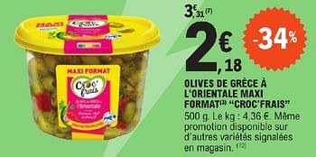 Promoties Olives de grèce à l`orientale maxi format croc frais - Croc Frais - Geldig van 23/04/2024 tot 04/05/2024 bij E.Leclerc