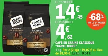 Promoties Café en grains classique carte noire - CarteNoire - Geldig van 23/04/2024 tot 04/05/2024 bij E.Leclerc