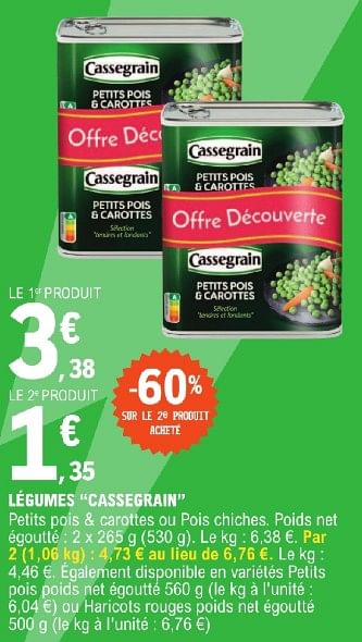 Promoties Légumes cassegrain - Cassegrain - Geldig van 23/04/2024 tot 04/05/2024 bij E.Leclerc