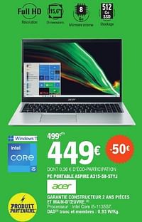 Acer pc portable aspire a315 58 57yj-Acer