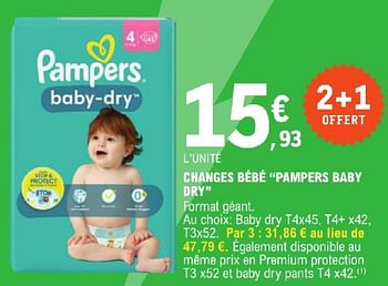 Promoties Changes bébé pampers baby dry - Pampers - Geldig van 23/04/2024 tot 04/05/2024 bij E.Leclerc