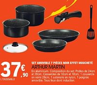 Promoties Set amovible 7 pièces noir effet moucheté - Arthur Martin - Geldig van 23/04/2024 tot 04/05/2024 bij E.Leclerc