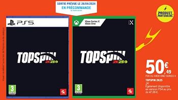 Promoties Topspin 2k25 - 2K Games  - Geldig van 23/04/2024 tot 04/05/2024 bij E.Leclerc