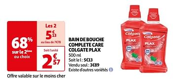 Promoties Bain de bouche complete care colgate plax - Colgate - Geldig van 23/04/2024 tot 06/05/2024 bij Auchan