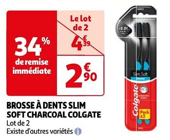 Promoties Brosse à dents slim soft charcoal colgate - Colgate - Geldig van 23/04/2024 tot 06/05/2024 bij Auchan