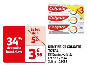 Promoties Dentifrice colgate total - Colgate - Geldig van 23/04/2024 tot 06/05/2024 bij Auchan