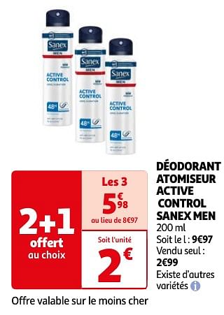 Promoties Déodorant atomiseur active control sanex men - Sanex - Geldig van 23/04/2024 tot 06/05/2024 bij Auchan