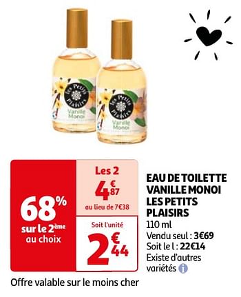 Promoties Eau de toilette vanille monoi les petits plaisirs - Les Petits Plaisirs - Geldig van 23/04/2024 tot 06/05/2024 bij Auchan