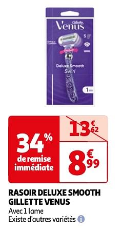 Promoties Rasoir deluxe smooth gillette venus - Gillette - Geldig van 23/04/2024 tot 06/05/2024 bij Auchan