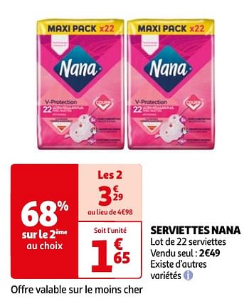 Promoties Serviettes nana - Nana - Geldig van 23/04/2024 tot 06/05/2024 bij Auchan