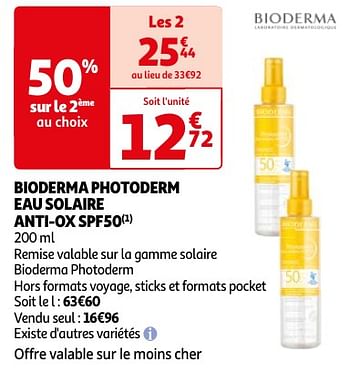 Promoties Bioderma photoderm eau solaire anti-ox spf50 - BIODERMA - Geldig van 23/04/2024 tot 06/05/2024 bij Auchan