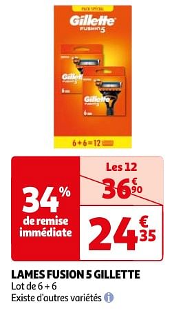 Promoties Lames fusion 5 gillette - Gillette - Geldig van 23/04/2024 tot 06/05/2024 bij Auchan