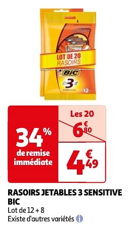 Promoties Rasoirs jetables 3 sensitive bic - BIC - Geldig van 23/04/2024 tot 06/05/2024 bij Auchan
