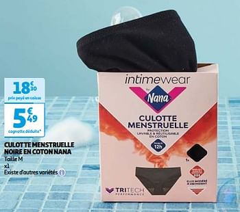 Promoties Culotte menstruelle noire en coton nana - Nana - Geldig van 23/04/2024 tot 06/05/2024 bij Auchan