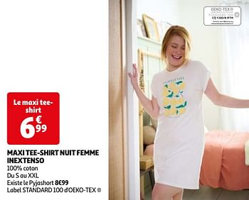 Promoties Maxi tee-shirt nuit femme inextenso - Inextenso - Geldig van 23/04/2024 tot 06/05/2024 bij Auchan