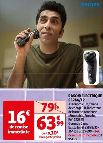 Promoties Philips rasoir électrique s3244-12 - Philips - Geldig van 23/04/2024 tot 06/05/2024 bij Auchan