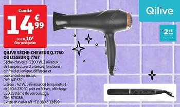 Promoties Qilive sèche-cheveux q.7760 ou lisseur q.7767 - Qilive - Geldig van 23/04/2024 tot 06/05/2024 bij Auchan