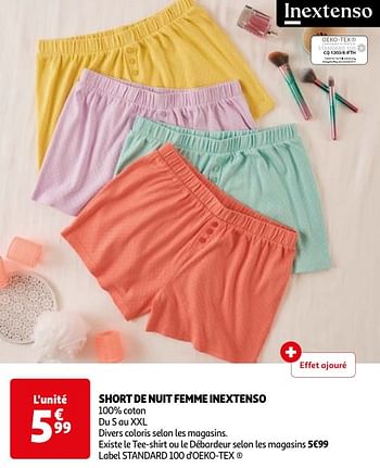 Promoties Short de nuit femme inextenso - Inextenso - Geldig van 23/04/2024 tot 06/05/2024 bij Auchan