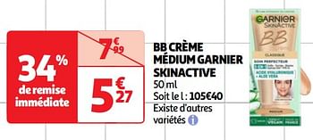 Promoties Bb crème médium garnier skinactive - Garnier - Geldig van 23/04/2024 tot 06/05/2024 bij Auchan