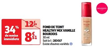 Promoties Fond de teint healthy mix vanille bourjois - Bourjois - Geldig van 23/04/2024 tot 06/05/2024 bij Auchan