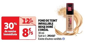 Promoties Fond de teint infaillible beige doré l`oréal - L'Oreal Paris - Geldig van 23/04/2024 tot 06/05/2024 bij Auchan