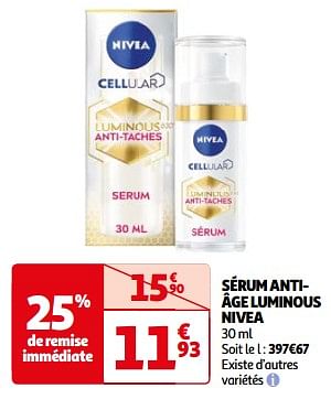 Promoties Sérum antiâge luminous nivea - Nivea - Geldig van 23/04/2024 tot 06/05/2024 bij Auchan
