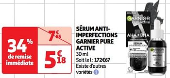 Promoties Sérum antiimperfections garnier pure active - Garnier - Geldig van 23/04/2024 tot 06/05/2024 bij Auchan