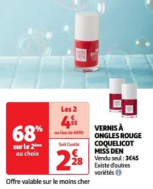 Promoties Vernis à ongles rouge coquelicot miss den - Miss Den - Geldig van 23/04/2024 tot 06/05/2024 bij Auchan
