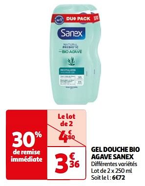Promoties Gel douche bio agave sanex - Sanex - Geldig van 23/04/2024 tot 06/05/2024 bij Auchan