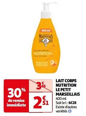 Promoties Lait corps nutrition le petit marseillais - Le Petit Marseillais - Geldig van 23/04/2024 tot 06/05/2024 bij Auchan