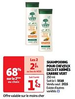 Promoties Shampooing pour cheveux secs et abîmés l`arbre vert - L'arbre vert - Geldig van 23/04/2024 tot 06/05/2024 bij Auchan