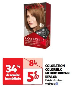 Promoties Coloration colorsilk medium brown revlon - Revlon - Geldig van 23/04/2024 tot 06/05/2024 bij Auchan