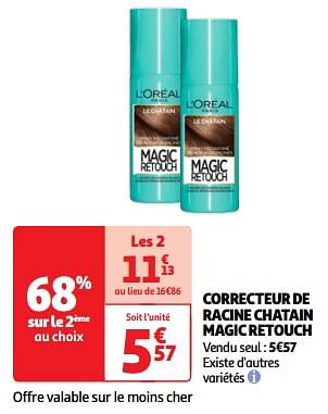 Promoties Correcteur de racine chatain magic retouch - L'Oreal Paris - Geldig van 23/04/2024 tot 06/05/2024 bij Auchan