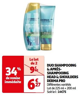 Promoties Duo shampooing + aprèsshampooing head + shoulders derma pro - Head & Shoulders - Geldig van 23/04/2024 tot 06/05/2024 bij Auchan
