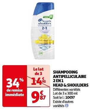 Promoties Shampooing antipelliculaire 2 en 1 head + shoulders - Head & Shoulders - Geldig van 23/04/2024 tot 06/05/2024 bij Auchan